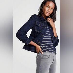 ANN TAYLOR [Factory] Dark Wash Denim Peplum Jacket | 10